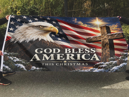 God Bless America this Christmas Flag