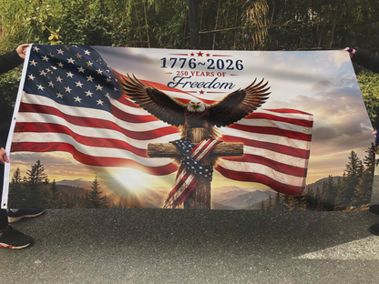 1776–2026: 250 Years of Freedom Eagle American Flag
