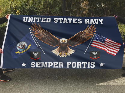 US Navy Eagle Semper Fortis - Petty Officer Third Class Flag