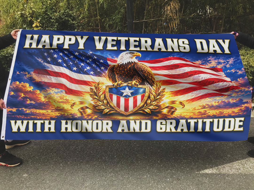 Happy Veterans Day - Honor and Gratitude Flag