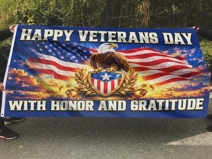Happy Veterans Day - Honor and Gratitude Flag