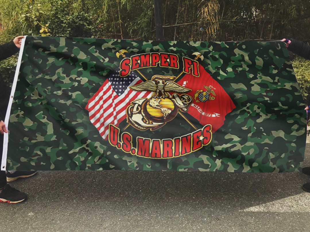 Semper Fi U.S. Marines Camo Flag