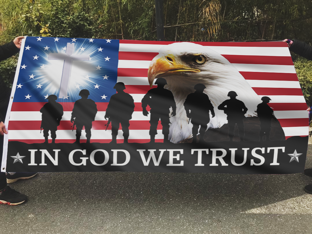 In GOD We Trust Eagle Flag