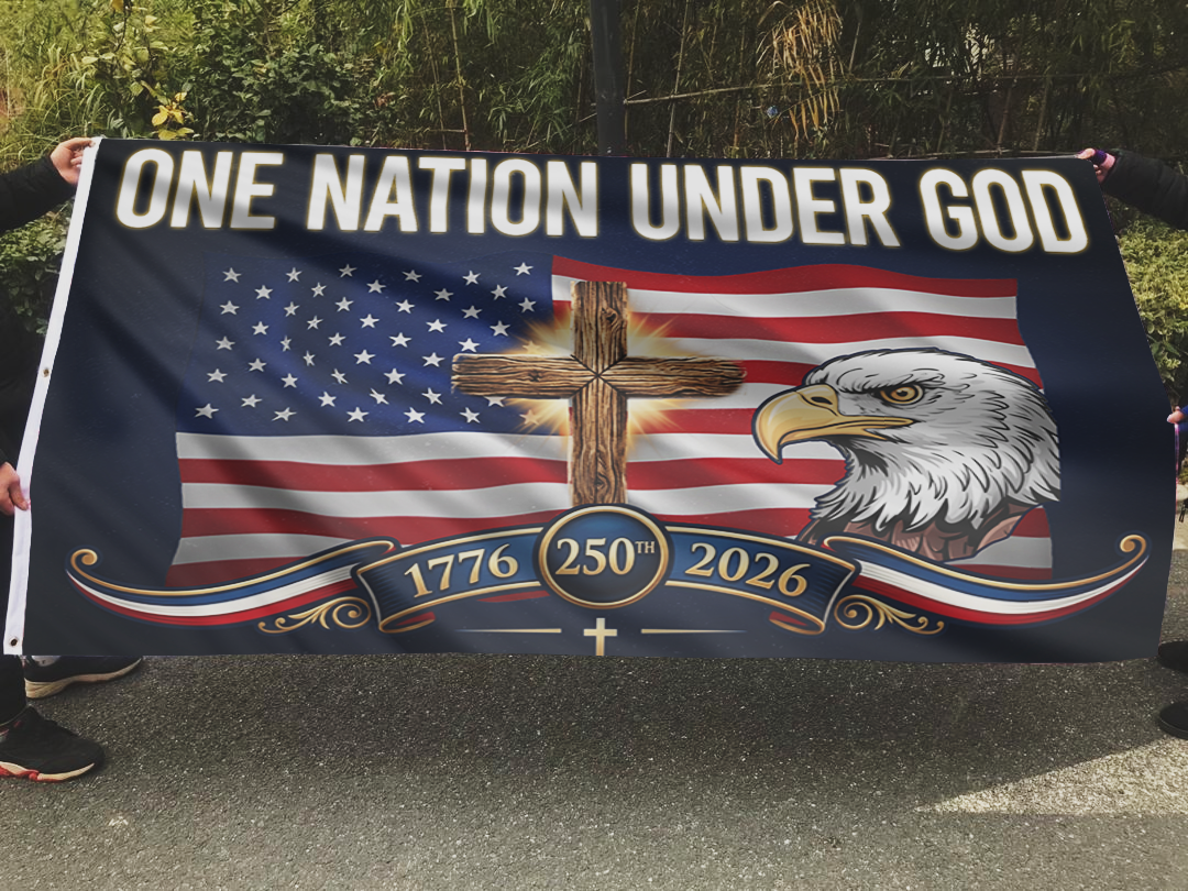 One Nation Under God Eagle Cross Flag