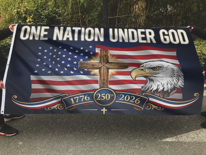 One Nation Under God Eagle Cross Flag