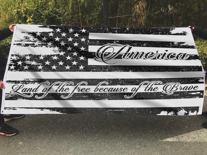 AMERICA HOME OF THE FREE B&W FLAG