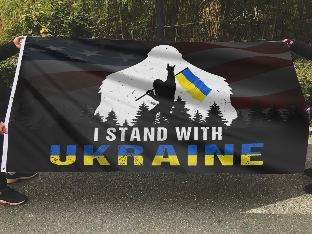 I STAND WITH UKRAINE SASQUATCH FLAG