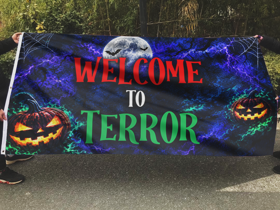 Welcome To Terror Halloween Flag