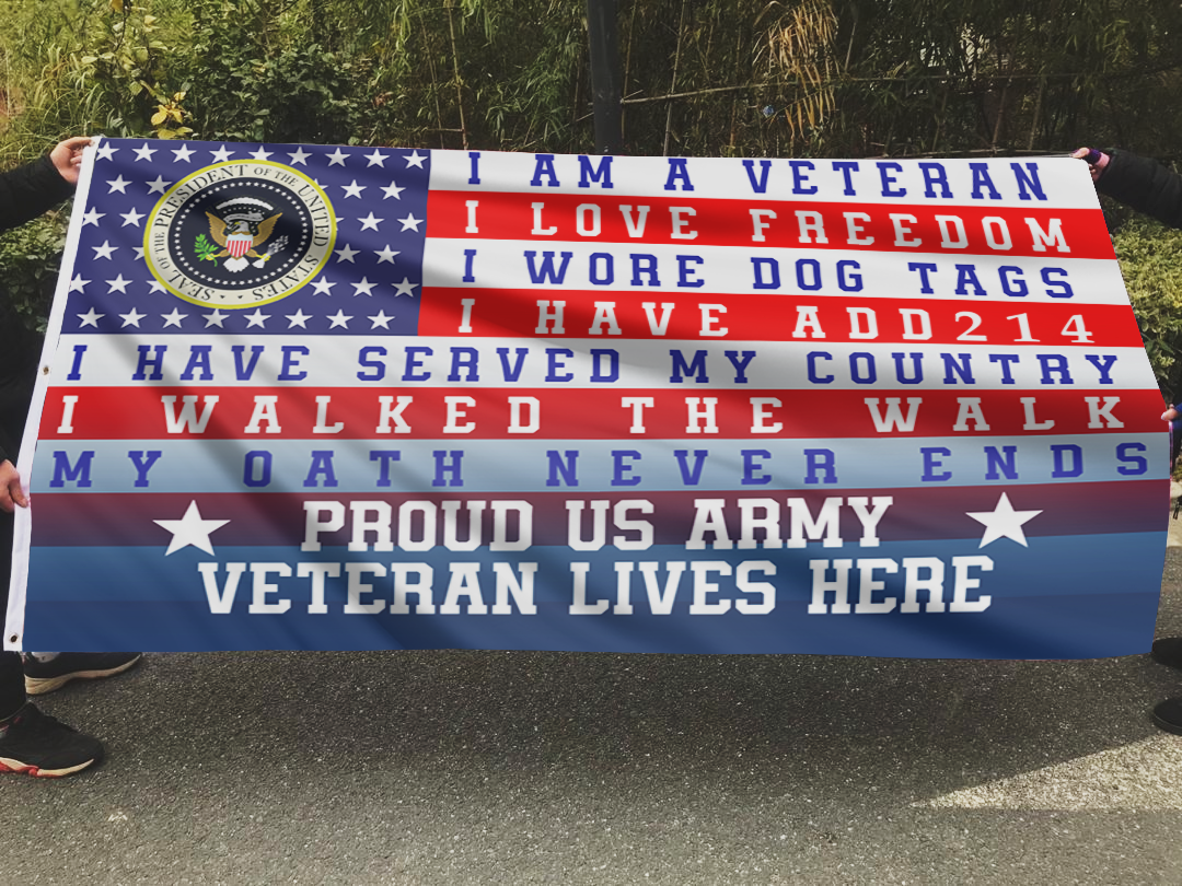 Proud US Army Veteran Lives Here Flag