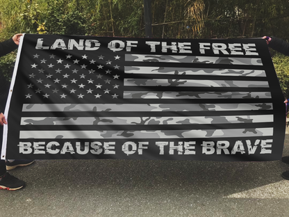 LAND OF THE FREE GRAY CAMO FLAG