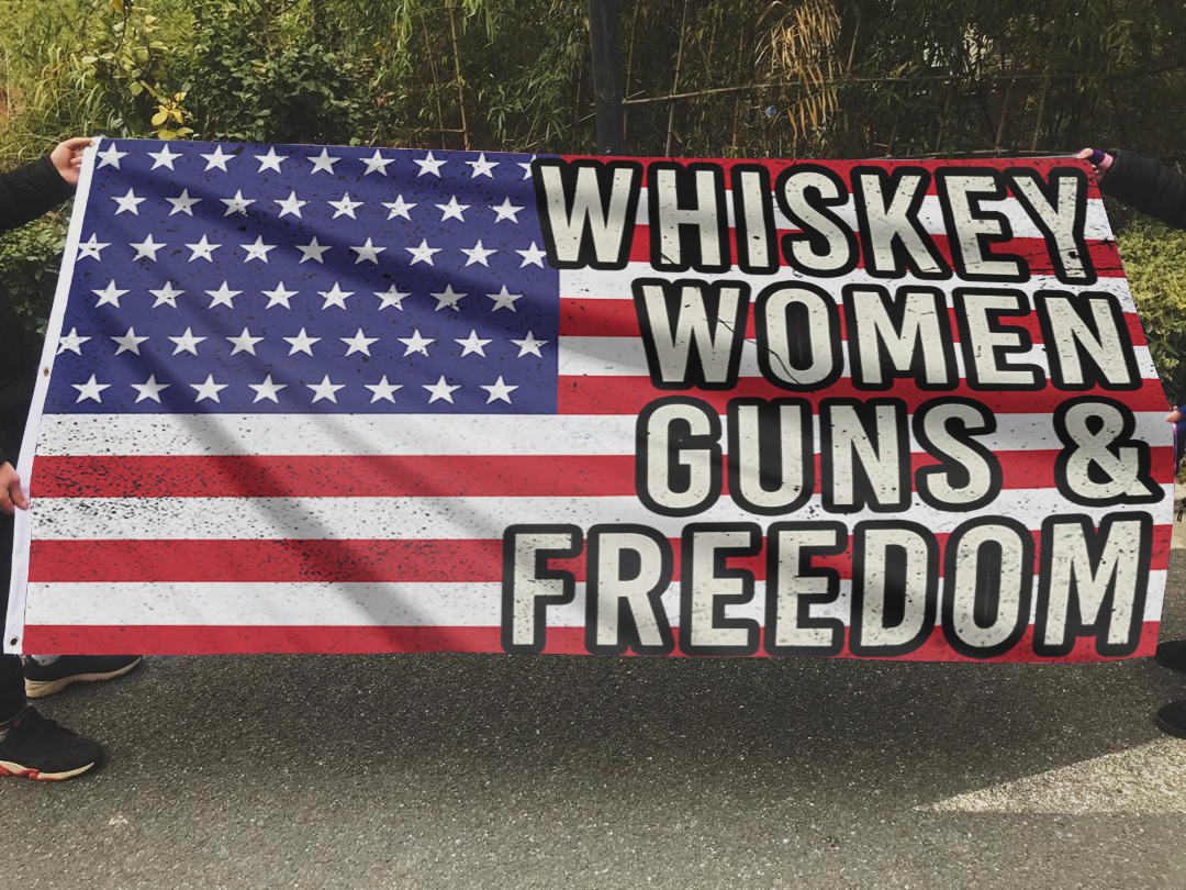 Whiskey Women Guns & Freedom Flag