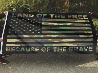 LAND OF THE FREE GREEN CAMO FLAG