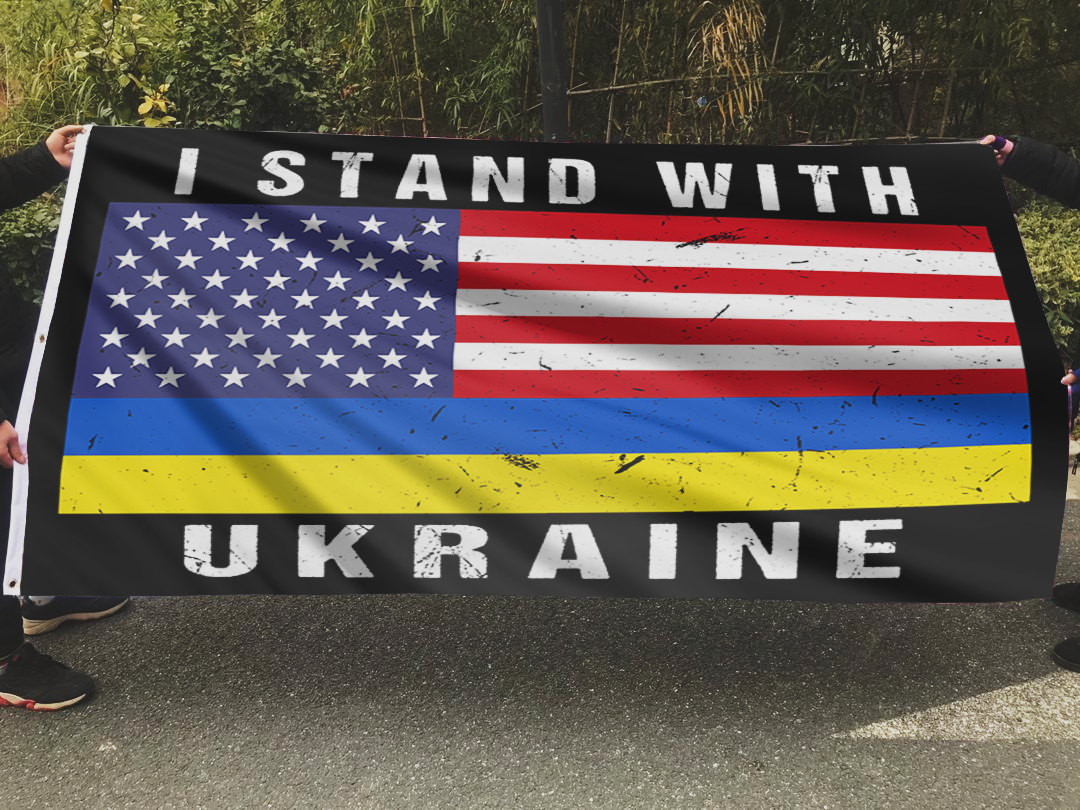 I stand with Ukraine - American Flag