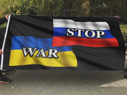 RUSSIA UKRAINE STOP WAR FLAG