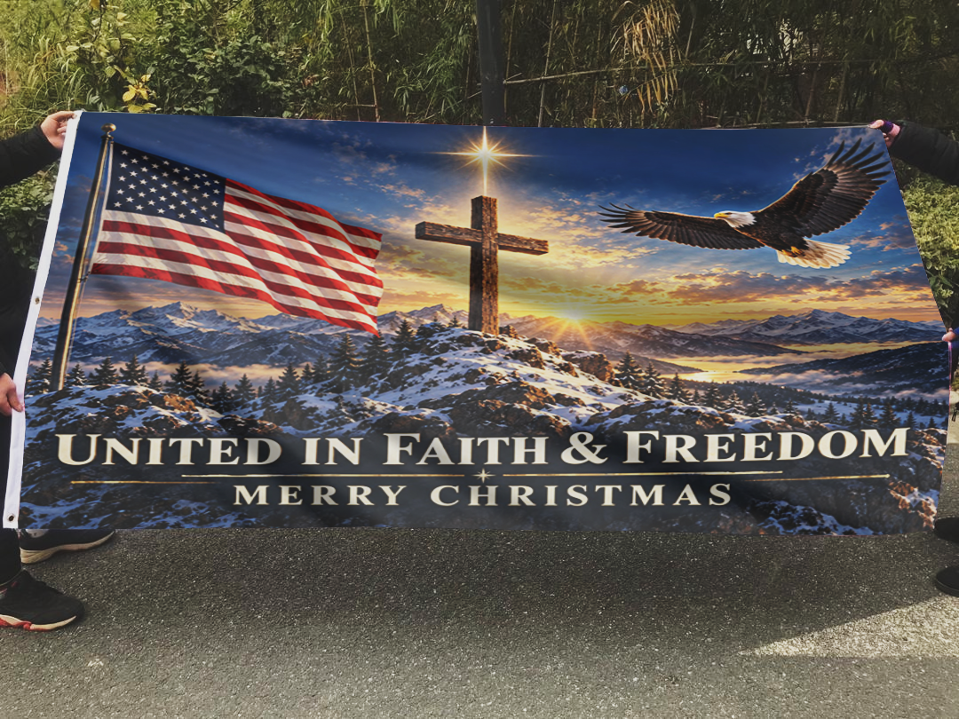 United in Faith & Freedom - Merry Christmas Flag