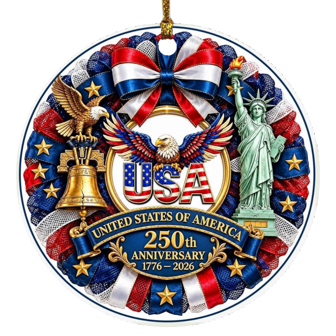 USA 250th Anniversary Circle Ornament