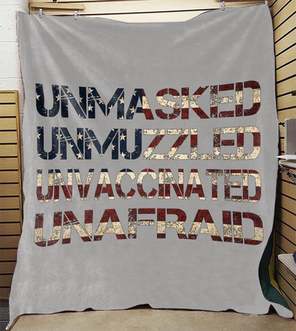 Unmasked. Unmuzzled. Unvaccinated. Unafraid. Premium Mink Sherpa Blanket