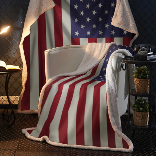 USA Flag Premium Mink Sherpa Blanket