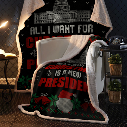 All I Want For Christmas Premium Mink Sherpa Blanket 1