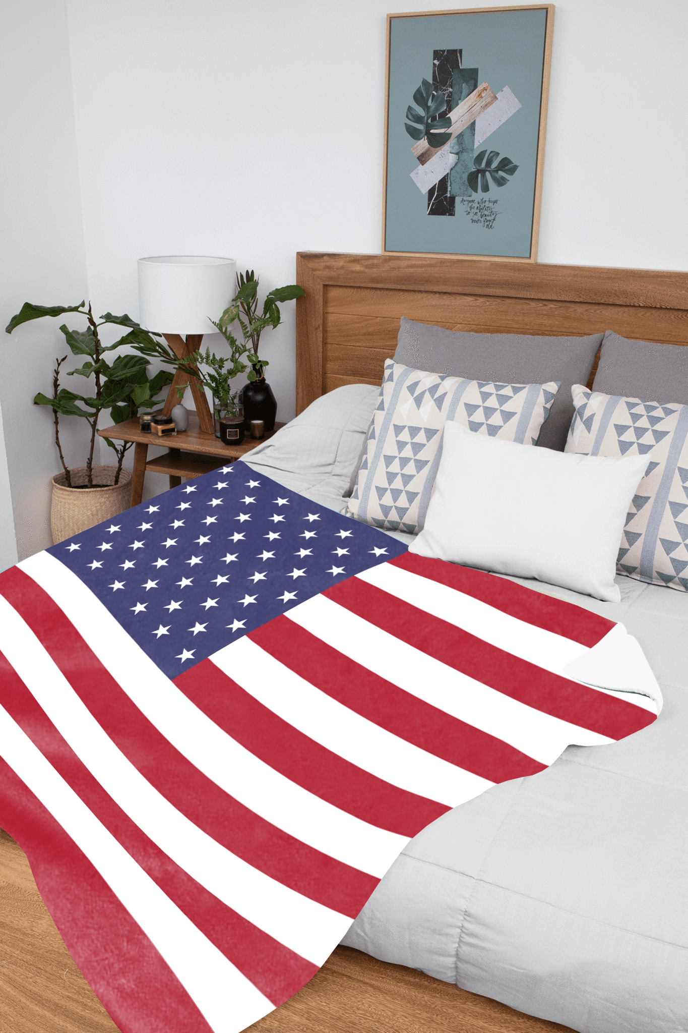 USA Flag Premium Mink Sherpa Blanket
