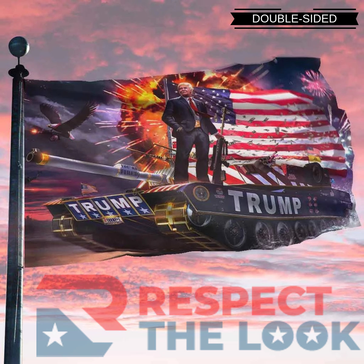 Donald Trump Rare Tank Flag