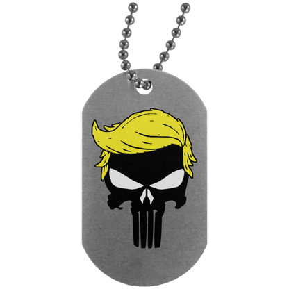 Trump Punisher Skull Dog Tag Necklace