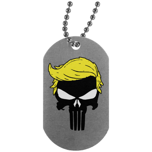 Trump Punisher Skull Dog Tag Necklace