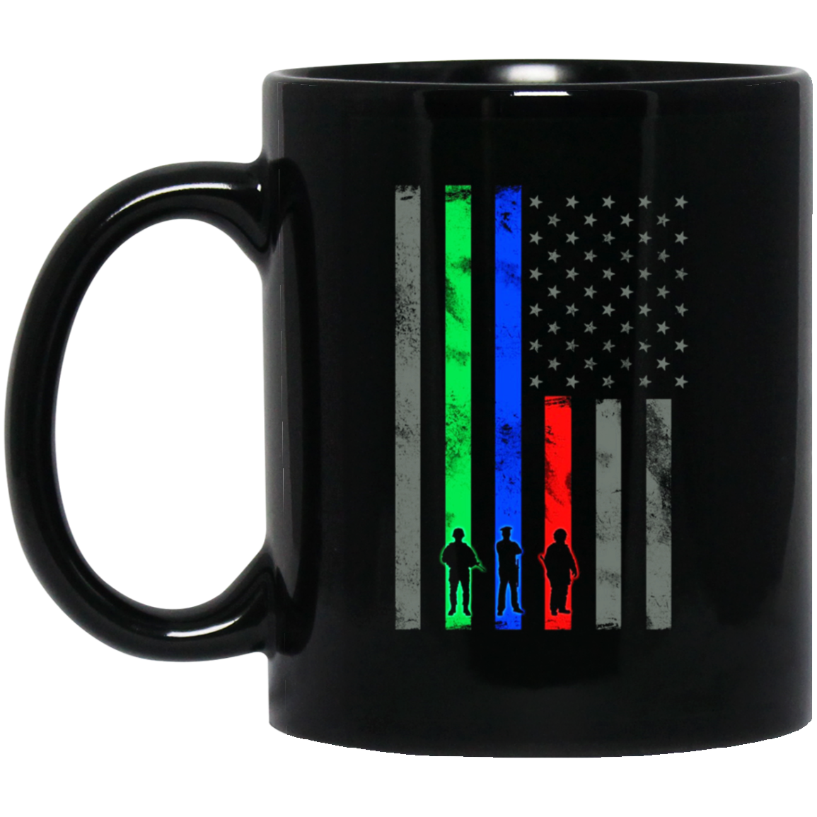 Thin Green, Blue, Red Line Appreciation Flag 11oz. Mug