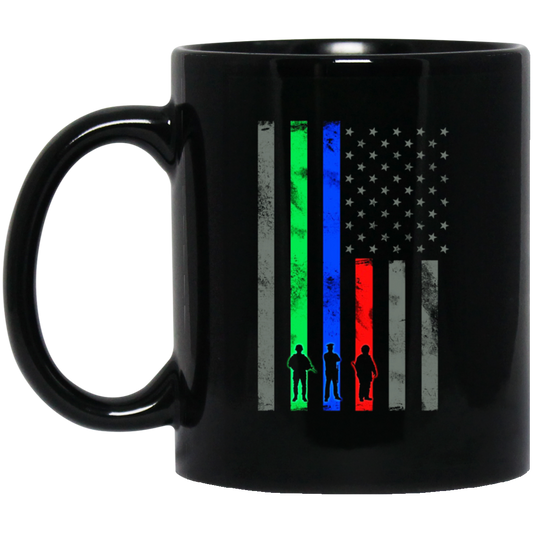Thin Green, Blue, Red Line Appreciation Flag 11oz. Mug