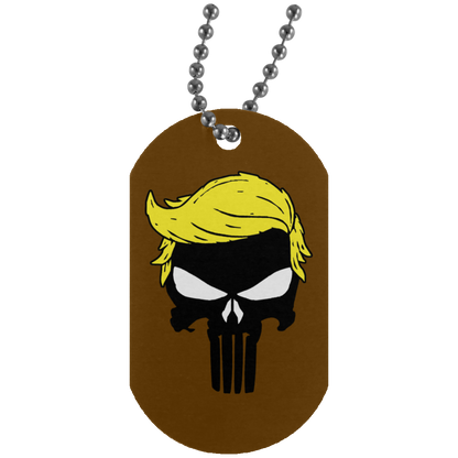 Trump Punisher Skull Dog Tag Necklace
