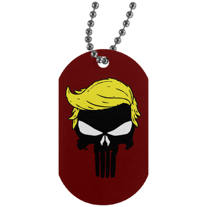 Trump Punisher Skull Dog Tag Necklace