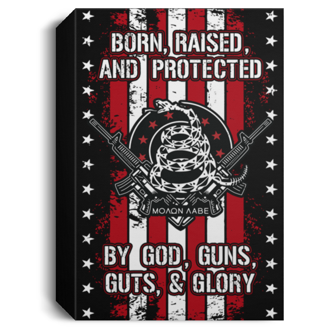 Born Raised and Protected Deluxe Portrait Canvas 1.5in Frame