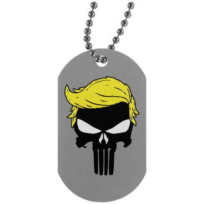 Trump Punisher Skull Dog Tag Necklace