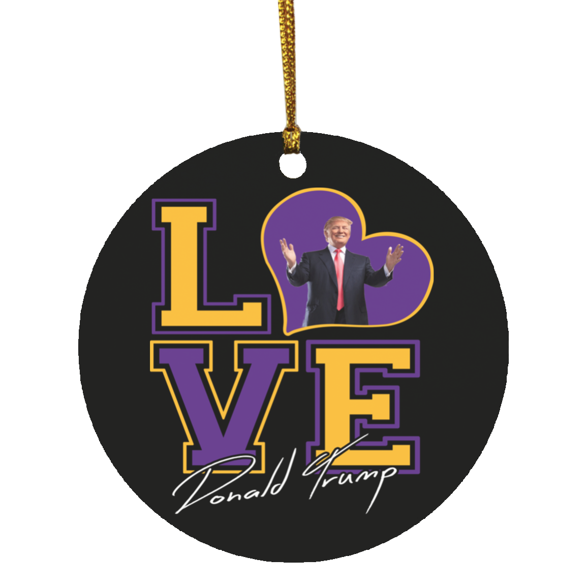 I Love Trump Purple Gold Ornament