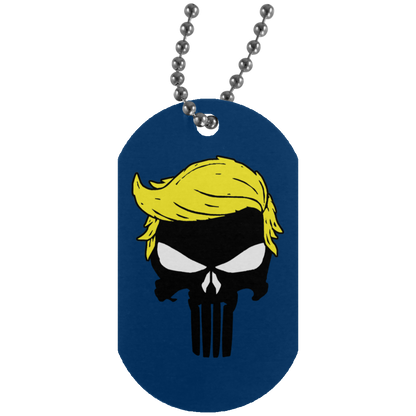 Trump Punisher Skull Dog Tag Necklace