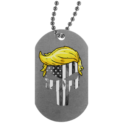Trump Punisher Black and White Dog Tag Necklace