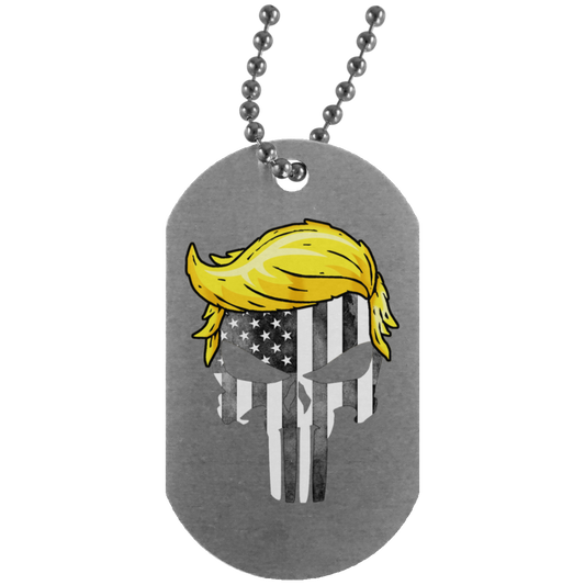 Trump Punisher Black and White Dog Tag Necklace