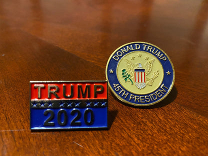 45th President & Trump 2020 Pin - 2pc Trump Pins Combo Deal