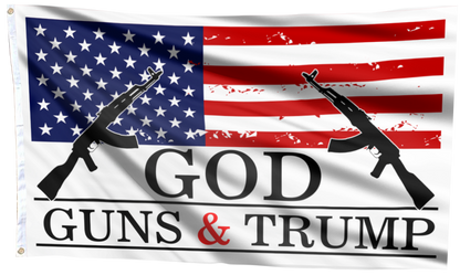 God, Guns and Trump Flag - White