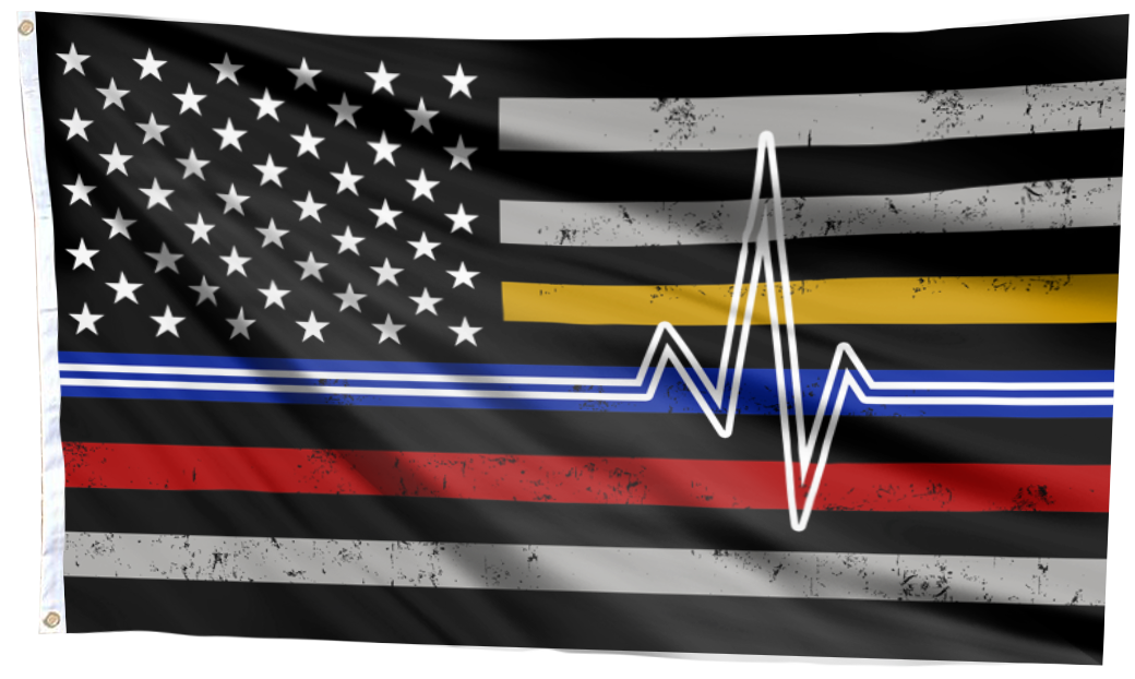 Heartbeat - First Responders Support Appreciation USA Flag