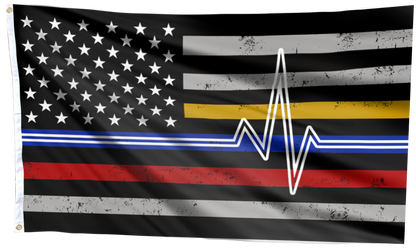 Heartbeat - First Responders Support Appreciation USA Flag
