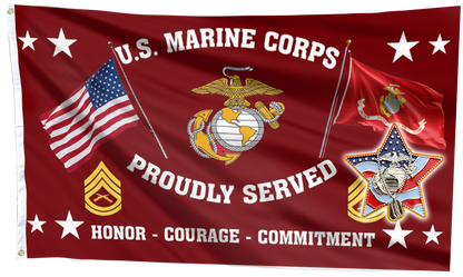 United States Marine Corps Proudly Served Flag + Veteran Pin - Bundle