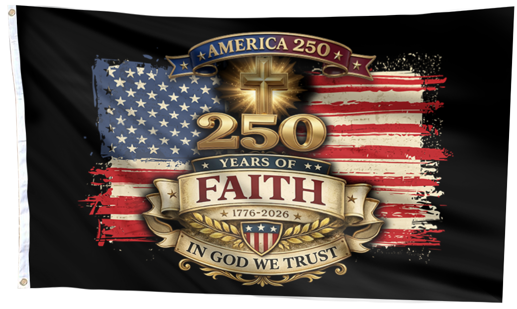 America 250th Anniversary – 250 Years of Faith, In God We Trust Flag
