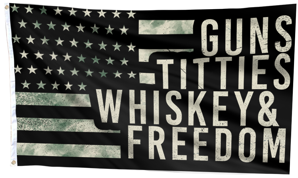 Gun Titties Whiskey & Freedom Flag