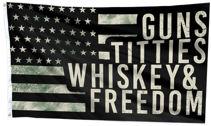 Gun Titties Whiskey & Freedom Flag