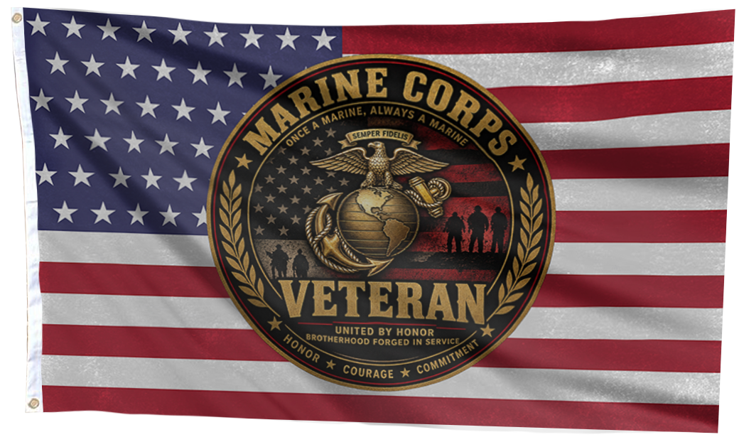 Marine Corp Veteran USA Flag