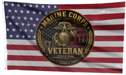 Marine Corp Veteran USA Flag
