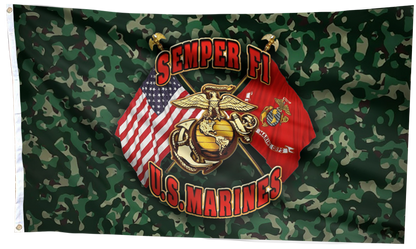 Semper Fi U.S. Marines Camo Flag