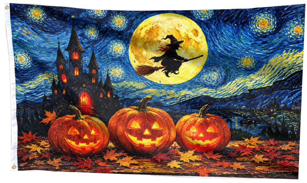 Spooky Starry Night Halloween Flag