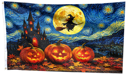 Spooky Starry Night Halloween Flag